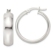 Load image into Gallery viewer, Sterling Silver Polished 7x25mm Hoop Earrings
