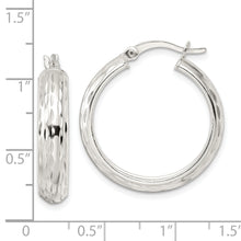 Load image into Gallery viewer, Sterling Silver Polished Diamond-cut 5x25mm Hoop Earrings
