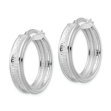 Load image into Gallery viewer, Sterling Silver Polished and Textured Circle Hoop Earrings
