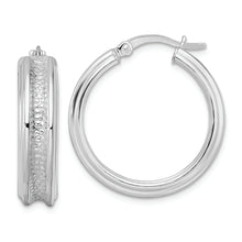 Load image into Gallery viewer, Sterling Silver Polished and Textured Circle Hoop Earrings
