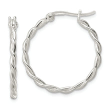 Load image into Gallery viewer, Sterling Silver Polished Twisted Hoop Earrings
