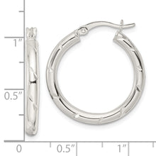 Load image into Gallery viewer, Sterling Silver Polished Diamond-cut Circle Hoop Earrings
