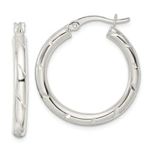Load image into Gallery viewer, Sterling Silver Polished Diamond-cut Circle Hoop Earrings
