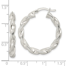 Load image into Gallery viewer, Sterling Silver Polished and Textured Twisted Circle Hoop Earrings
