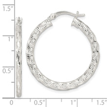 Load image into Gallery viewer, Sterling Silver Polished and Textured Twisted Hoop Earrings
