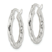 Load image into Gallery viewer, Sterling Silver Polished and Textured Twisted Hoop Earrings
