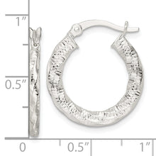 Load image into Gallery viewer, Sterling Silver Polished and Textured Twisted Hoop Earrings
