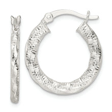 Load image into Gallery viewer, Sterling Silver Polished and Textured Twisted Hoop Earrings
