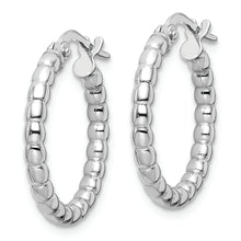 Load image into Gallery viewer, Sterling Silver Rhodium-plated Polished 2.25mm Beaded Hoop Earrings
