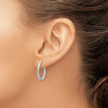 Load image into Gallery viewer, Sterling Silver Rhodium-plated Polished 2.25mm Beaded Hoop Earrings

