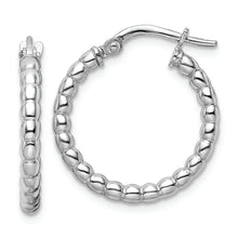 Load image into Gallery viewer, Sterling Silver Rhodium-plated Polished 2.25mm Beaded Hoop Earrings
