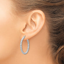 Load image into Gallery viewer, Sterling Silver Rhodium-plated Polished 3mm Beaded Hoop Earrings
