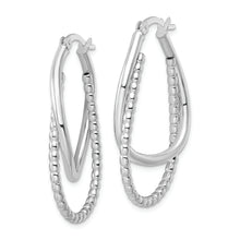 Load image into Gallery viewer, Sterling Silver Polished Double Oval Hoop Earrings
