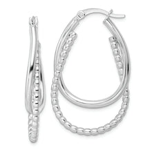 Load image into Gallery viewer, Sterling Silver Polished Double Oval Hoop Earrings
