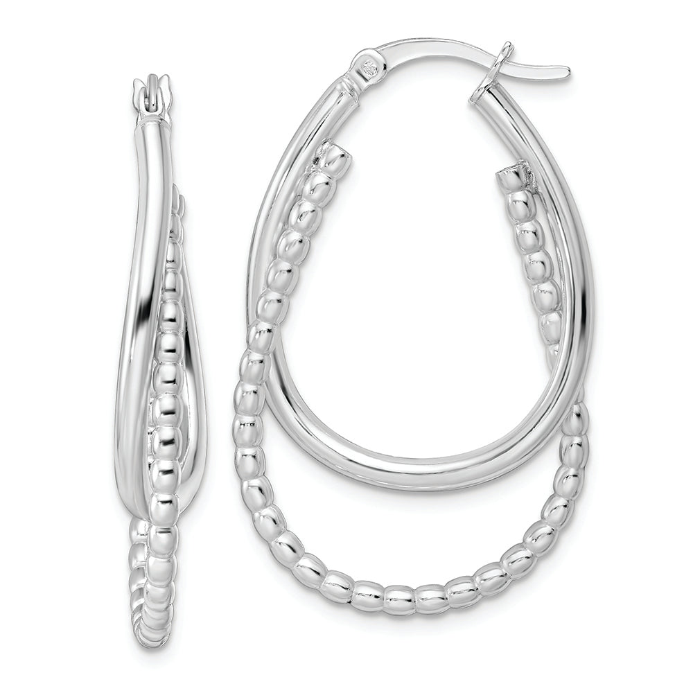 Sterling Silver Polished Double Oval Hoop Earrings