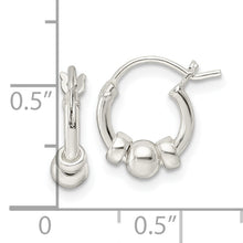 Load image into Gallery viewer, Sterling Silver Polished Beaded Circle Hoop Earrings
