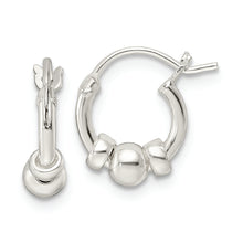 Load image into Gallery viewer, Sterling Silver Polished Beaded Circle Hoop Earrings
