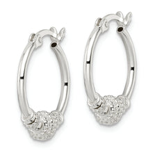 Load image into Gallery viewer, Sterling Silver Polished Beaded Circle Hoop Earrings
