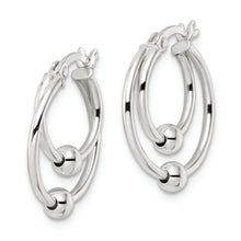Load image into Gallery viewer, Sterling Silver Polished Double Circle Beaded Hoop Earrings
