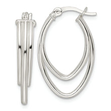 Load image into Gallery viewer, Sterling Silver Polished Triple Oval Hoop Earrings
