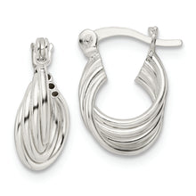 Load image into Gallery viewer, Sterling Silver Polished Triple Circle Hoop Earrings

