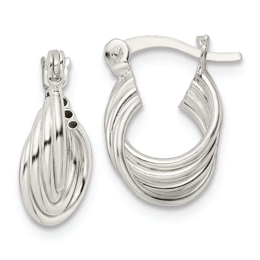 Sterling Silver Polished Triple Circle Hoop Earrings