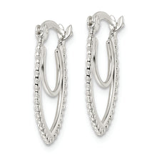 Load image into Gallery viewer, Sterling Silver Beaded Double Oval Hoop Earrings
