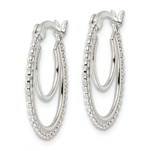 Load image into Gallery viewer, Sterling Silver Beaded Double Oval Hoop Earrings
