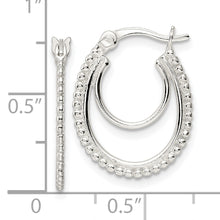 Load image into Gallery viewer, Sterling Silver Beaded Double Oval Hoop Earrings
