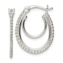 Load image into Gallery viewer, Sterling Silver Beaded Double Oval Hoop Earrings
