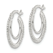 Load image into Gallery viewer, Sterling Silver Beaded Double Circle Hoop Earrings
