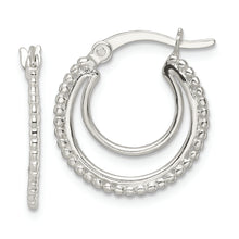 Load image into Gallery viewer, Sterling Silver Beaded Double Circle Hoop Earrings
