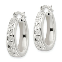 Load image into Gallery viewer, Sterling Silver Polished Heart Oval Hoop Earrings
