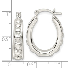 Load image into Gallery viewer, Sterling Silver Polished Heart Oval Hoop Earrings
