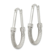 Load image into Gallery viewer, Sterling Silver Textured Teardrop Hoop Earrings
