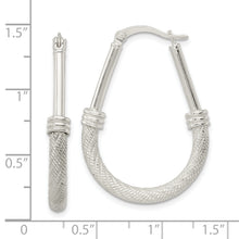 Load image into Gallery viewer, Sterling Silver Textured Teardrop Hoop Earrings
