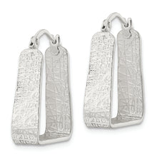 Load image into Gallery viewer, Sterling Silver Polished and Textured Square Hoop Earrings
