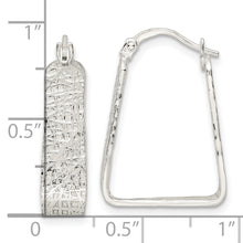 Load image into Gallery viewer, Sterling Silver Polished and Textured Square Hoop Earrings
