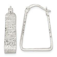Load image into Gallery viewer, Sterling Silver Polished and Textured Square Hoop Earrings
