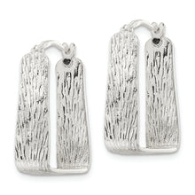 Load image into Gallery viewer, Sterling Silver Textured 5.5mm Square Hoop Earrings
