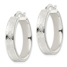 Load image into Gallery viewer, Sterling Silver Polished Design Circle Hoop Earrings
