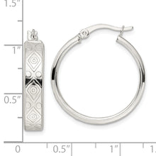 Load image into Gallery viewer, Sterling Silver Polished Design Circle Hoop Earrings
