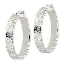 Load image into Gallery viewer, Sterling Silver Polished Design Circle Hoop Earrings
