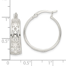 Load image into Gallery viewer, Sterling Silver Polished Floral Circle Hoop Earrings
