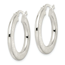 Load image into Gallery viewer, Sterling Silver Brushed Flat Circle Hoop Earrings
