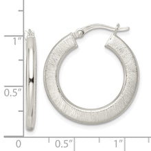 Load image into Gallery viewer, Sterling Silver Brushed Flat Circle Hoop Earrings
