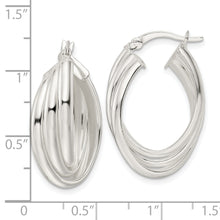 Load image into Gallery viewer, Sterling Silver Polished Triple Twisted Oval Hoop Earrings
