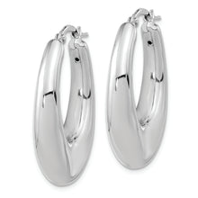 Load image into Gallery viewer, Sterling Silver Polished Rhodium-plated Oval Hollow Hoop Earrings
