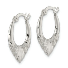 Load image into Gallery viewer, Sterling Silver Polished and Lasered Scalloped Hoop Earrings
