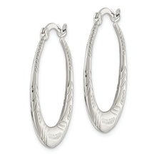 Load image into Gallery viewer, Sterling Silver Polished Textured Circle Hoop Earrings
